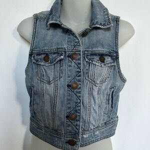 American Eagle Light‎ Wash Blue Jean Casual Vest Size S